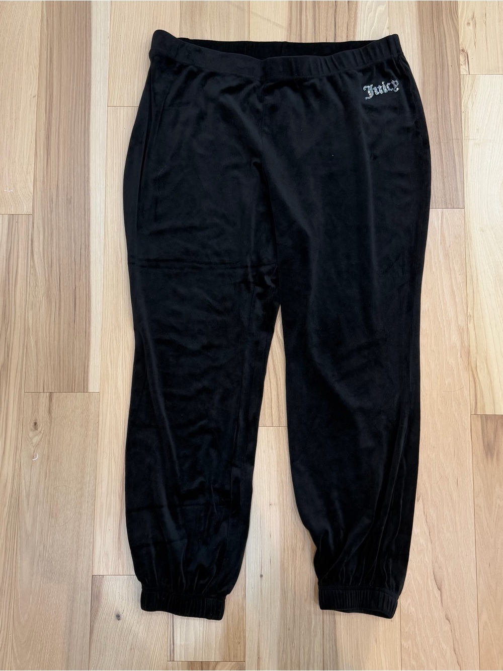 Juicy Couture black velour sweatpants with rhinestone logo Size XL #velour